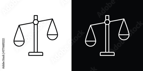 Scales of justice icon pixel perfect. Outline symbol. Simple linear drawing.