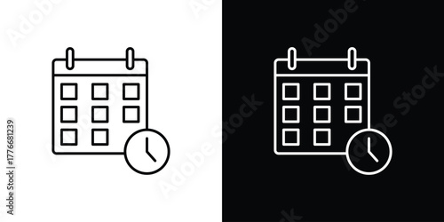 Schedule icon pixel perfect. Outline symbol. Simple linear drawing.