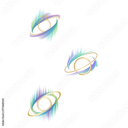 Elegant golden rings create a modern, stylish design element ideal for jewelry stores, wedding planners or luxury brands with a sophisticated aesthetic