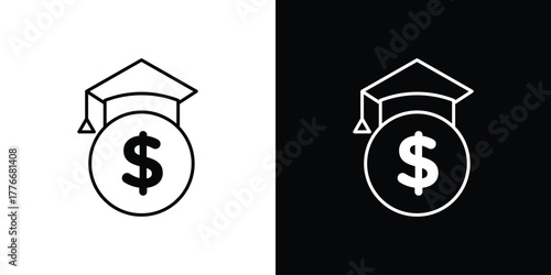 Scholarship icon pixel perfect. Outline symbol. Simple linear drawing.