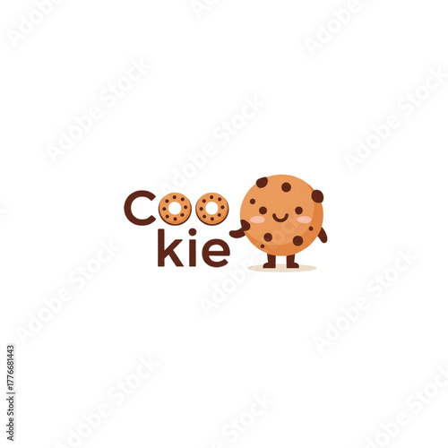 Delightful cookie mascot character offering sweet treat, perfect for baking promotions, fun food brands, and cheerful dessert designs that bring joy