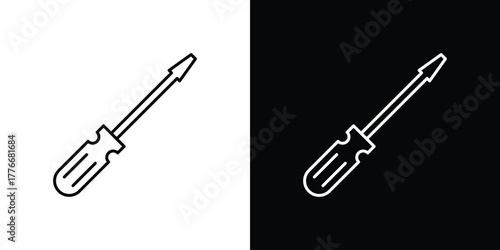 Screwdriver icon pixel perfect. Outline symbol. Simple linear drawing.