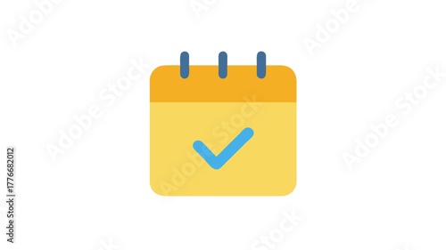 Simple flat calendar icon with check mark symbol design