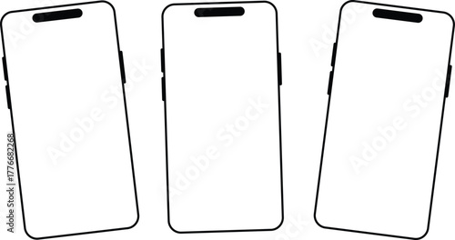 Smartphone Mockup Set — Blank Transparent Screen PNG for App UI UX Design and Presentation