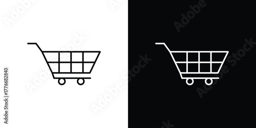 Shopping trolley icon pixel perfect. Outline symbol. Simple linear drawing.