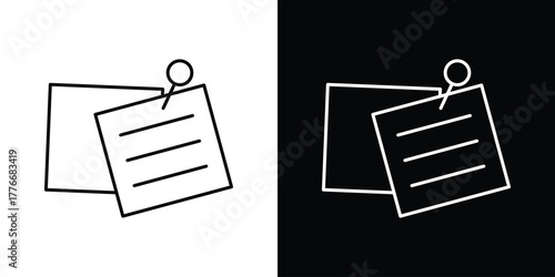 Sticky note icon pixel perfect. Outline symbol. Simple linear drawing.