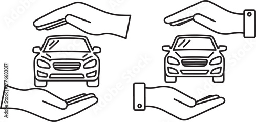Car insurance protection hands silhouette