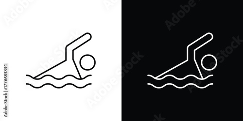Swimming icon pixel perfect. Outline symbol. Simple linear drawing.