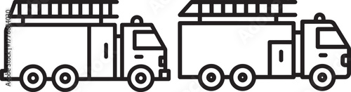 Two fire truck silhouettes with ladders