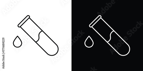 Test tube icon pixel perfect. Outline symbol. Simple linear drawing.