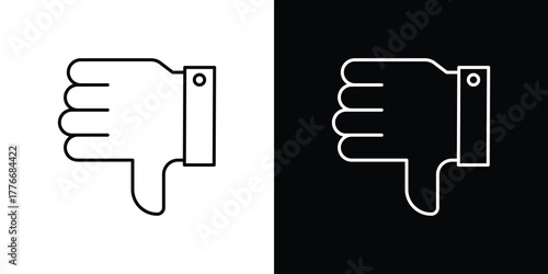 Thumbs down icon pixel perfect. Outline symbol. Simple linear drawing.