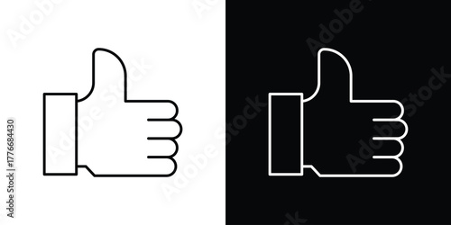 thumbs up icon pixel perfect. Outline symbol. Simple linear drawing.