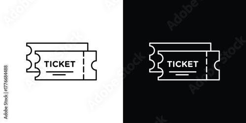 Ticket stub icon pixel perfect. Outline symbol. Simple linear drawing.