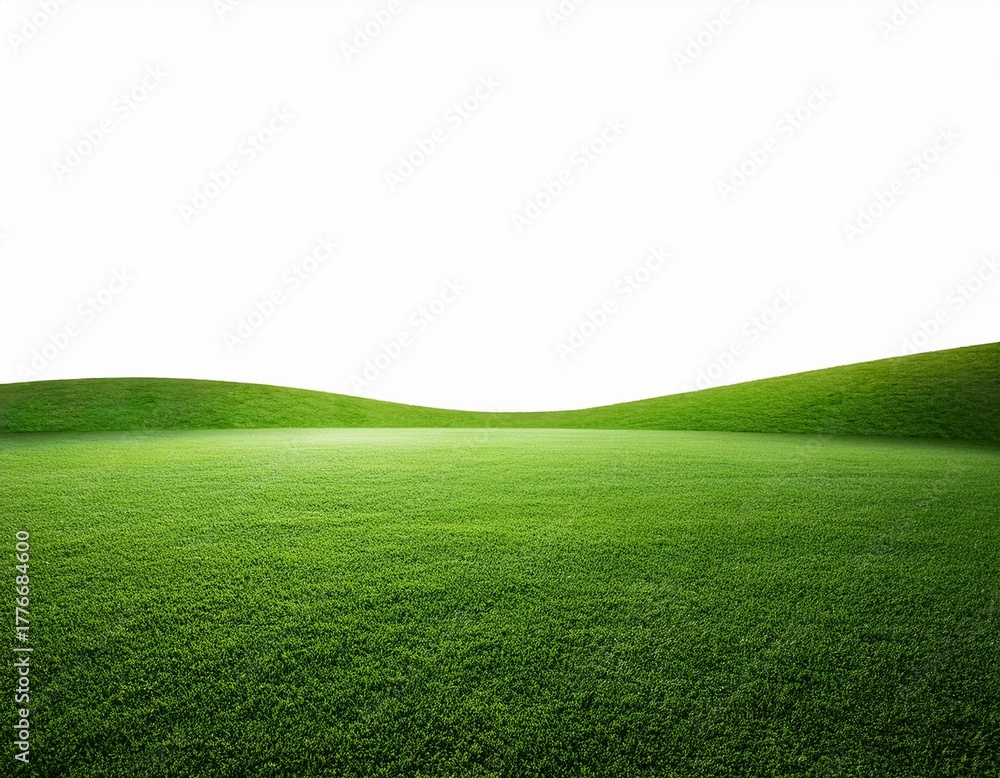 Obraz premium green grass field white background