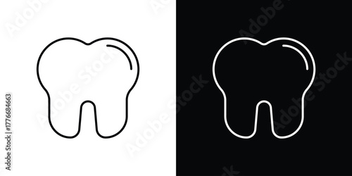 Tooth icon pixel perfect. Outline symbol. Simple linear drawing.