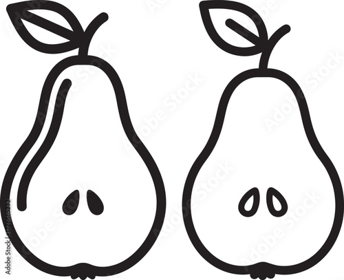 Two pear halves silhouette