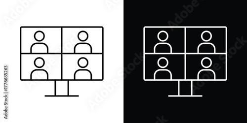 Video chat icon pixel perfect. Outline symbol. Simple linear drawing.