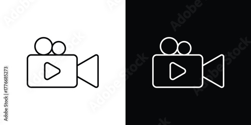 Video icon pixel perfect. Outline symbol. Simple linear drawing.