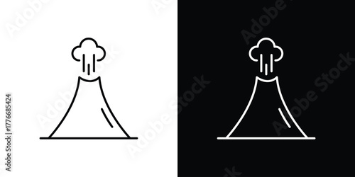 Volcano icon pixel perfect. Outline symbol. Simple linear drawing.