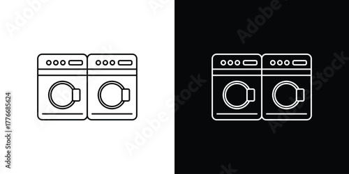 Washing machine icon pixel perfect. Outline symbol. Simple linear drawing.