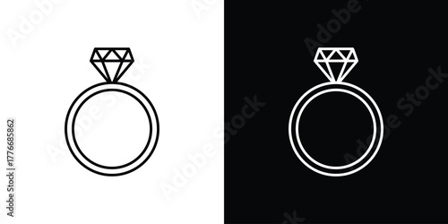 Wedding ring icon pixel perfect. Outline symbol. Simple linear drawing.