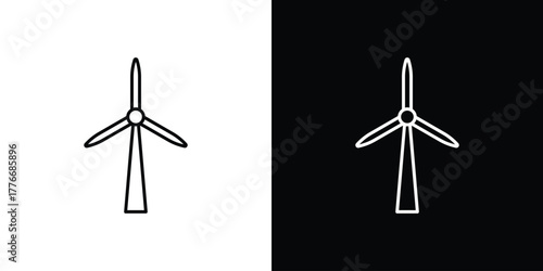 Wind turbine icon pixel perfect. Outline symbol. Simple linear drawing.