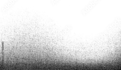 Halftone texture with a curved, upward gradient made of dense black dots, fading smoothly on a transparent background.