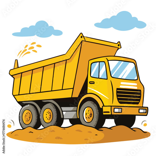 vector design of a truck carrying sand