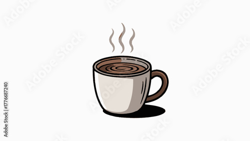 Steaming Cup of Coffee Illustration on White Background Aromatic Delightful Morning Beverage Concept