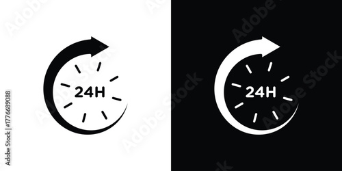 24 Hrs icon line art editable stroke and solid collection for app design