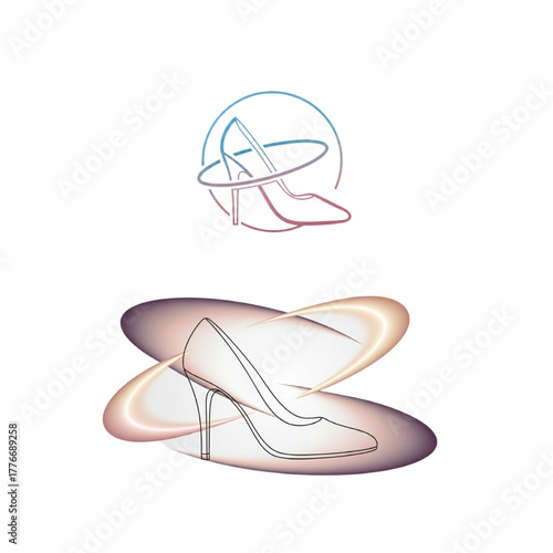 Elegant high heel shoe graphic design for fashion brands and stylish marketing campaigns, conveying sophistication and modern allure.