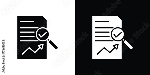 Analytics report icon line art editable stroke and solid collection for app design