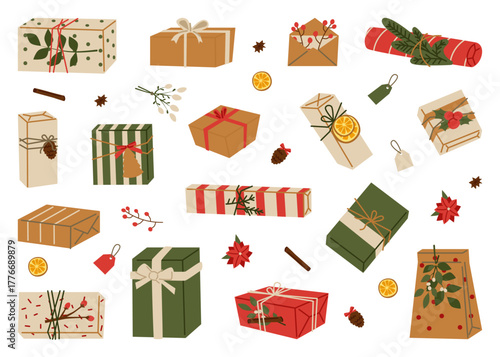 Collection of Eco Christmas Gifts in Rustic Syle.