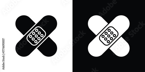 Band aid icon line art editable stroke and solid collection for app design