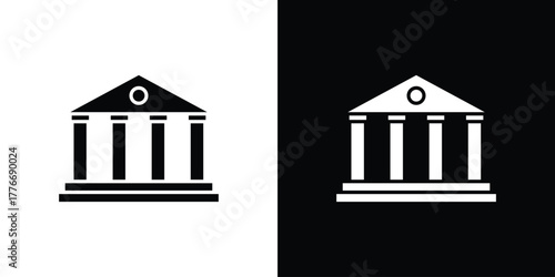 Bank icon line art editable stroke and solid collection for app design