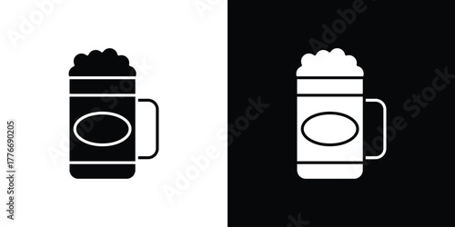 Beer mug icon line art editable stroke and solid collection for app design