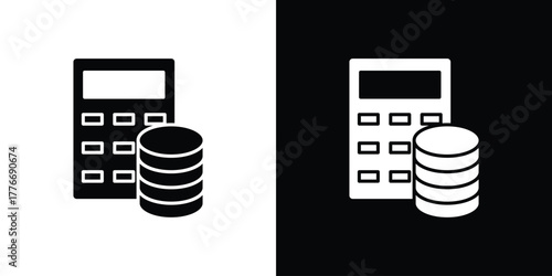 Budget icon line art editable stroke and solid collection for app design