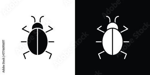 Bug icon line art editable stroke and solid collection for app design