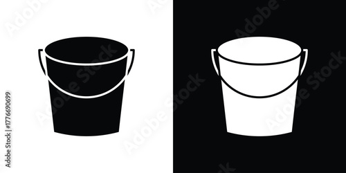 Bucket icon line art editable stroke and solid collection for app design