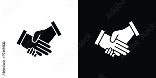Business deal icon line art editable stroke and solid collection for app design