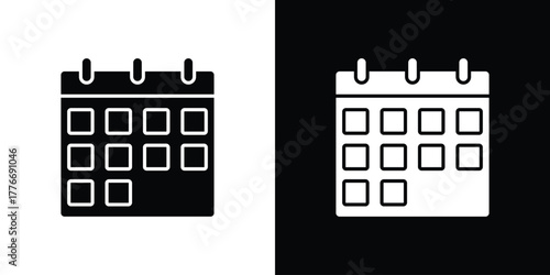 Calendar icon line art editable stroke and solid collection for app design