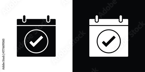 Calendar with event icon line art editable stroke and solid collection for app design