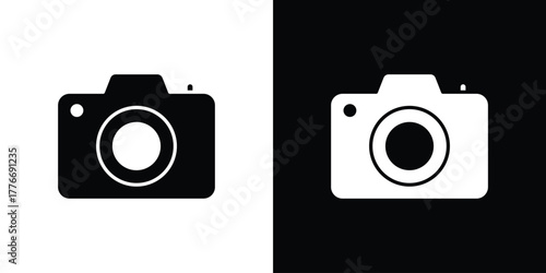 Camera icon line art editable stroke and solid collection for app design