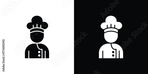 Chef icon line art editable stroke and solid collection for app design