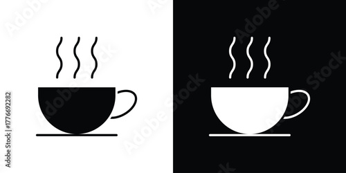 Coffee icon line art editable stroke and solid collection for app design
