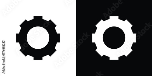 Cogwheel icon line art editable stroke and solid collection for app design