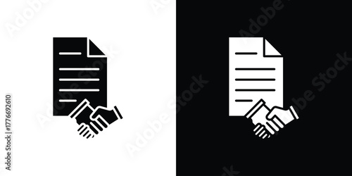 Contract icon line art editable stroke and solid collection for app design