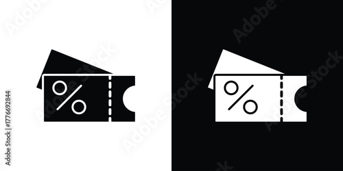 Coupon icon line art editable stroke and solid collection for app design