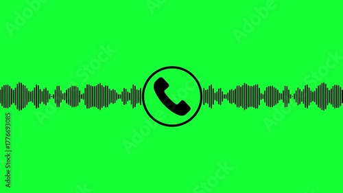 Minimalist Phone Icon with Sound wave Animation, Phone with Animated Calling Waves , Phone Calling with Audio Sound Wave Animation on a green Background , with 4k video animation.