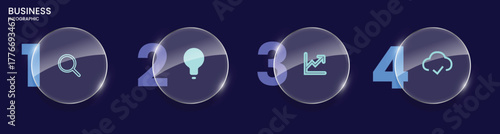 Infographic label design template featuring icons and four distinct steps. Ideal for process charts, presentation slides, workflow schemes, banners, flow diagrams, and data visualizations.